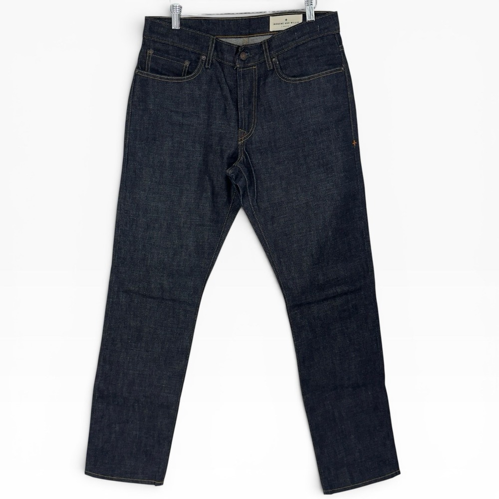 Imogene + Willie Barton Slim Dark Wash Raw Rigid Denim Jeans Mens Size 31x32 USA
